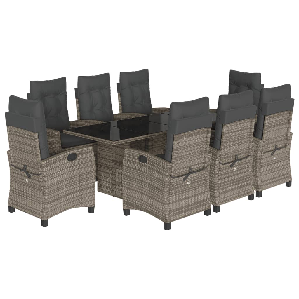 9-delige Tuinset met kussens poly rattan grijs is nu te koop bij PeponiXL, paradijselijk wonen!