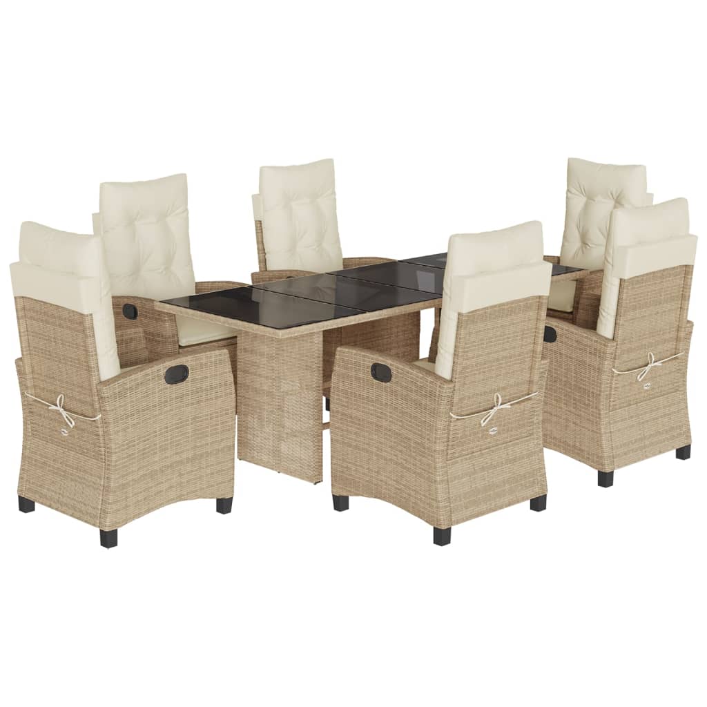 7-delige Tuinset met kussens poly rattan beige is nu te koop bij PeponiXL, paradijselijk wonen!