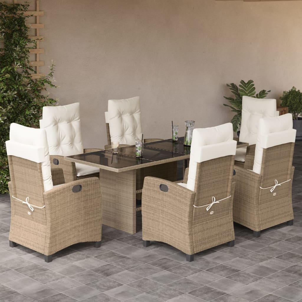 7-delige Tuinset met kussens poly rattan beige is nu te koop bij PeponiXL, paradijselijk wonen!