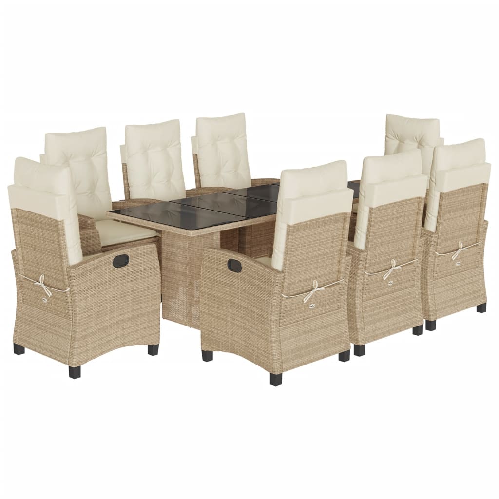 9-delige Tuinset met kussens poly rattan beige is nu te koop bij PeponiXL, paradijselijk wonen!