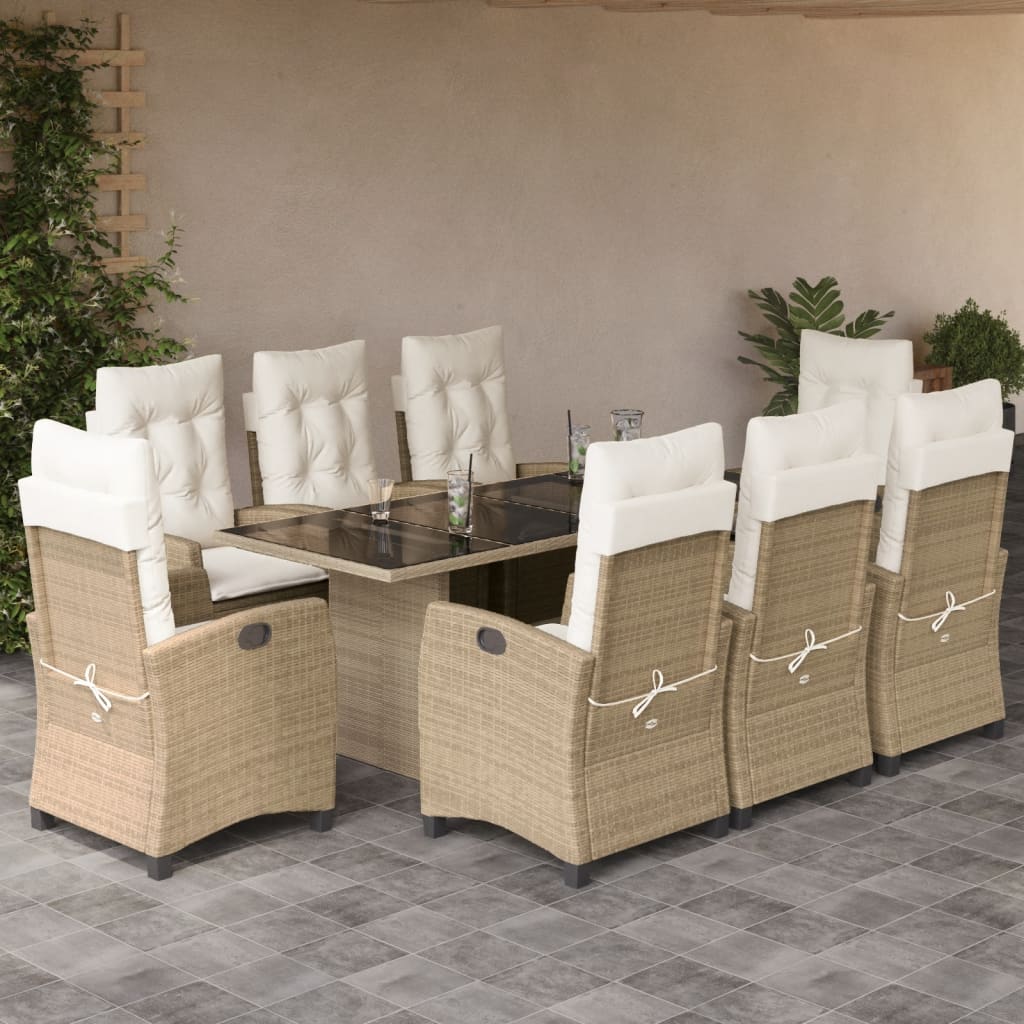 9-delige Tuinset met kussens poly rattan beige is nu te koop bij PeponiXL, paradijselijk wonen!