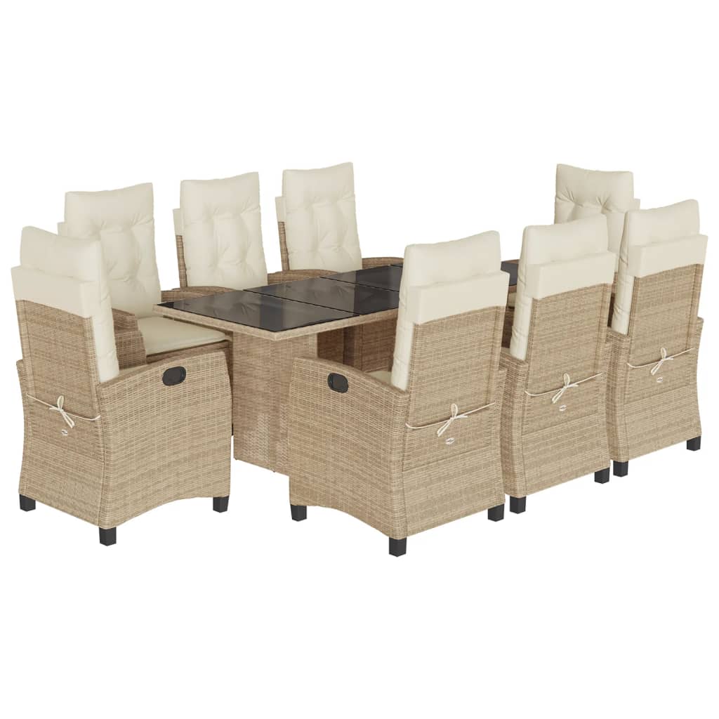 9-delige Tuinset met kussens poly rattan beige is nu te koop bij PeponiXL, paradijselijk wonen!