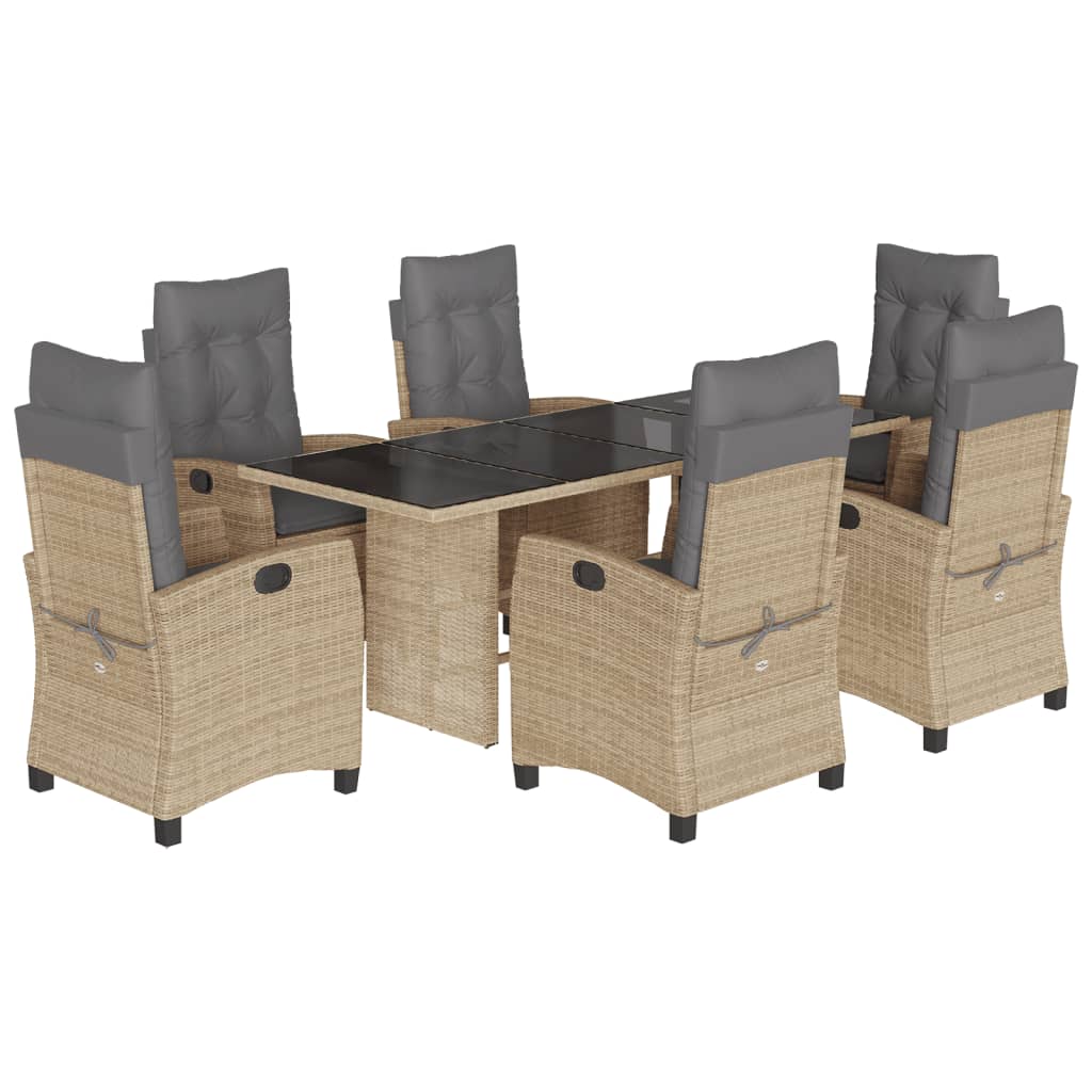 7-delige Tuinset met kussens poly rattan gemengd beige is nu te koop bij PeponiXL, paradijselijk wonen!
