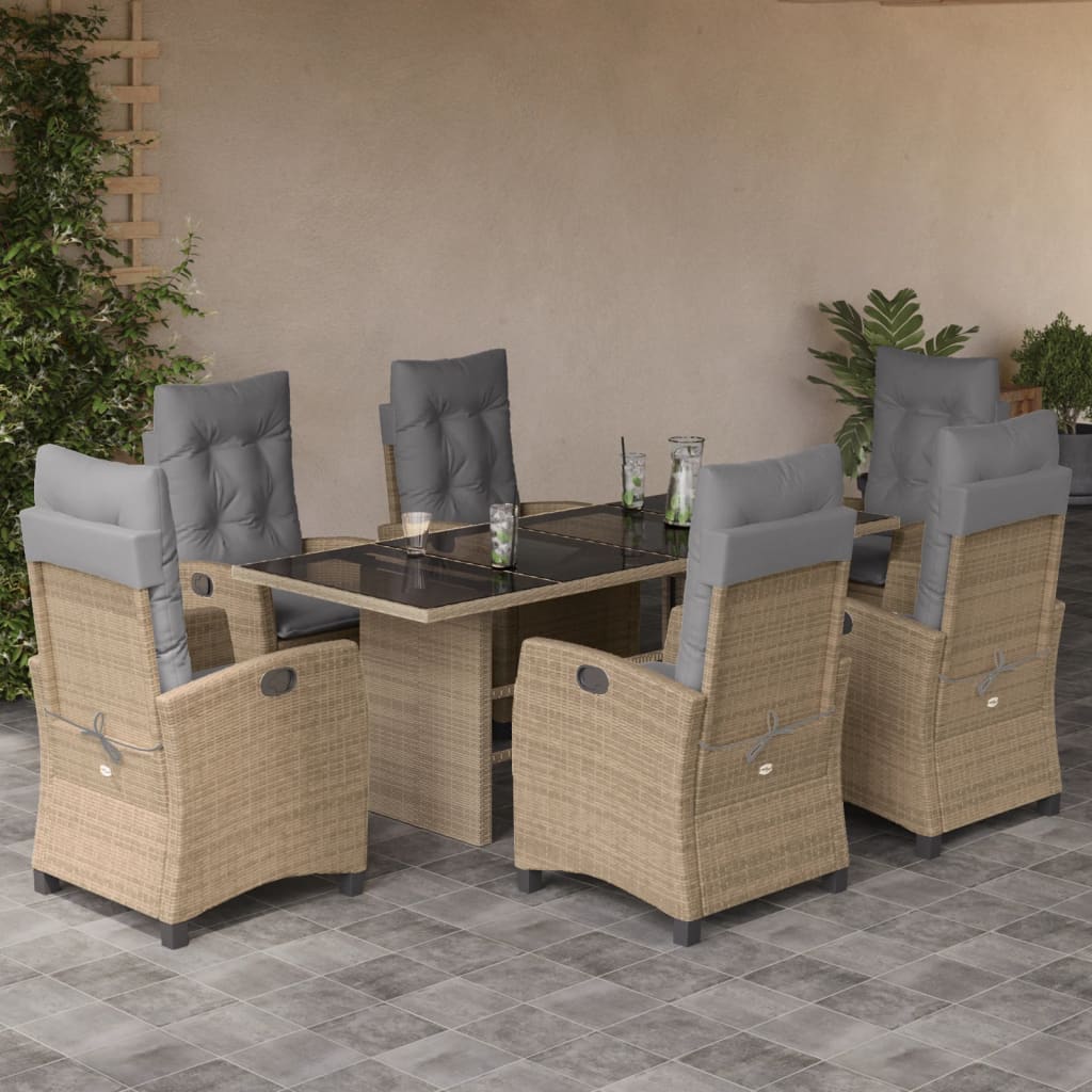 7-delige Tuinset met kussens poly rattan gemengd beige is nu te koop bij PeponiXL, paradijselijk wonen!