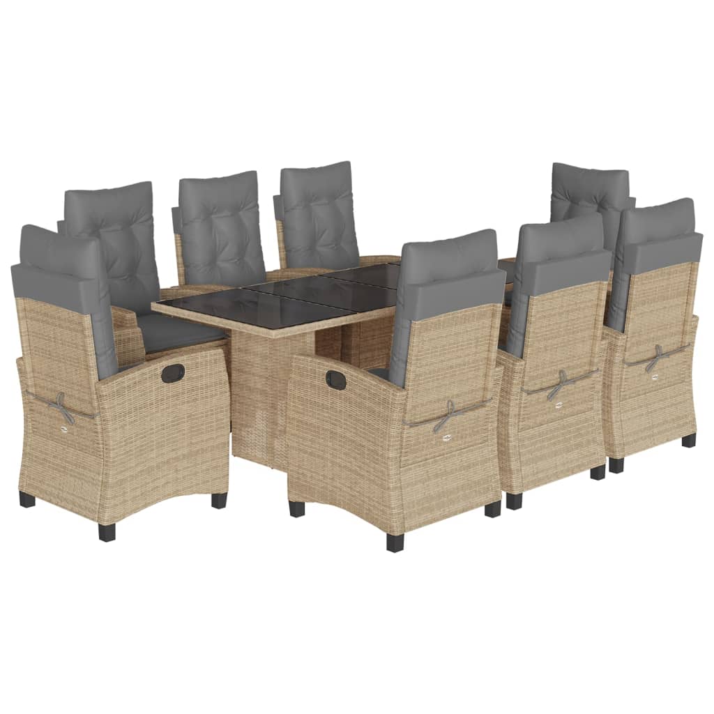 9-delige Tuinset met kussens poly rattan gemengd beige is nu te koop bij PeponiXL, paradijselijk wonen!
