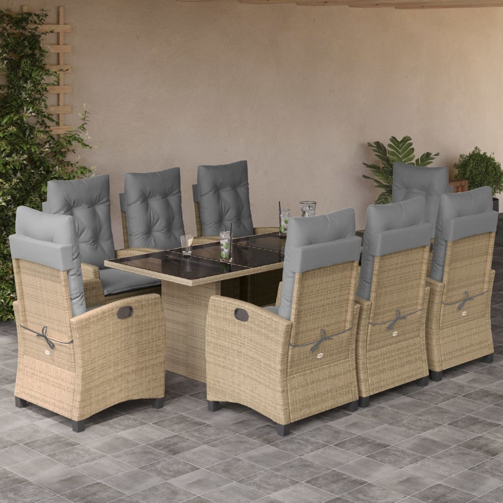 9-delige Tuinset met kussens poly rattan gemengd beige is nu te koop bij PeponiXL, paradijselijk wonen!