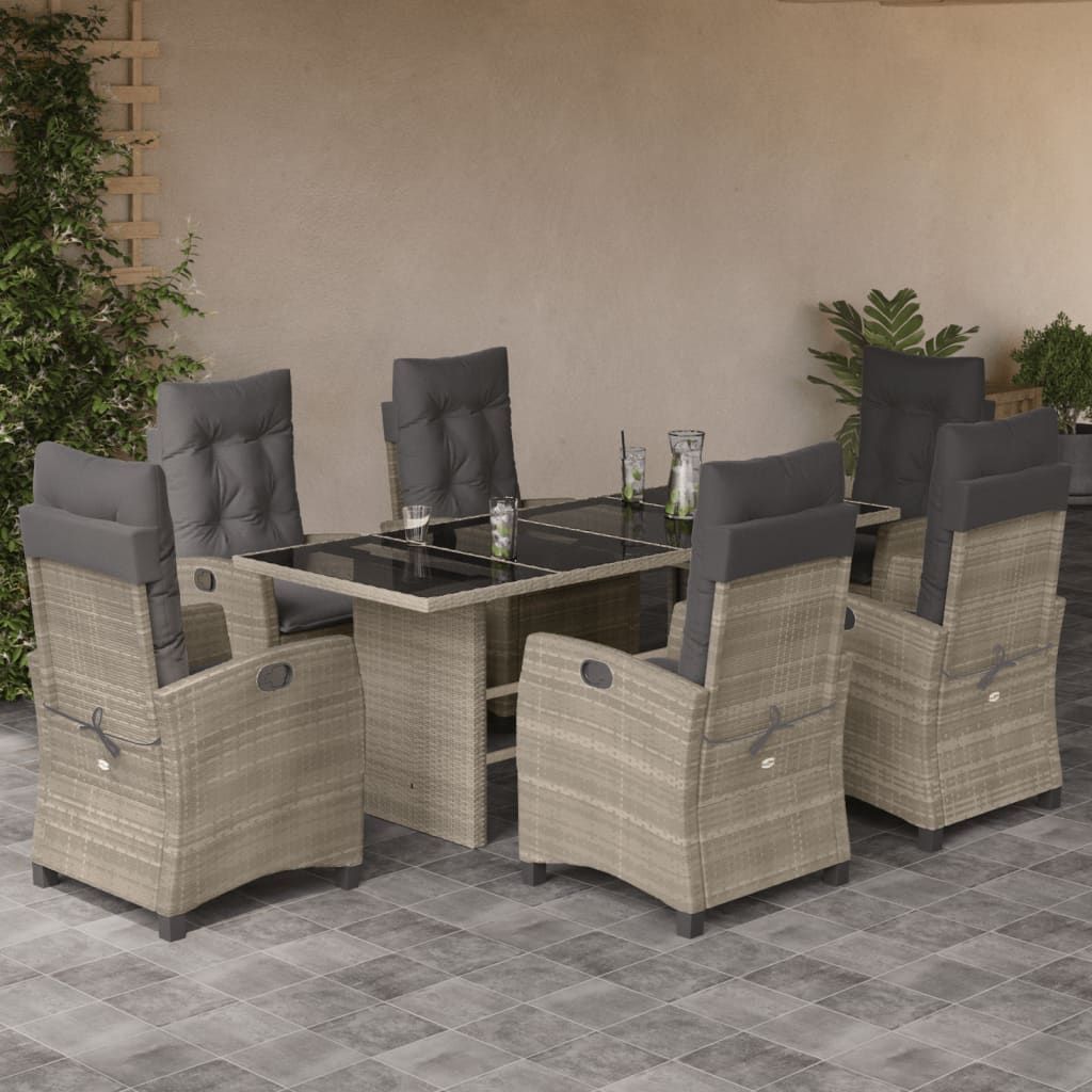 7-delige Tuinset met kussens poly rattan grijs is nu te koop bij PeponiXL, paradijselijk wonen!