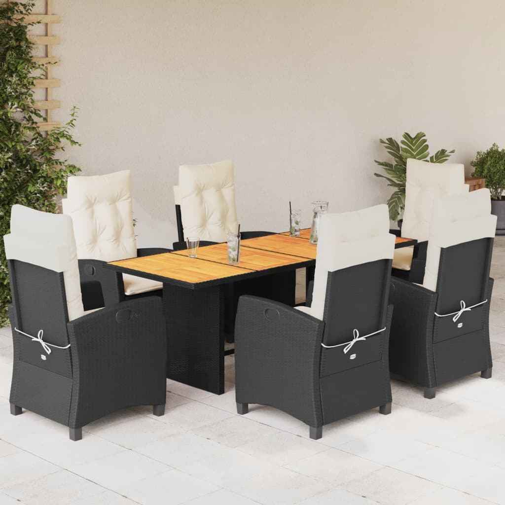 7-delige Tuinset met kussens poly rattan zwart is nu te koop bij PeponiXL, paradijselijk wonen!