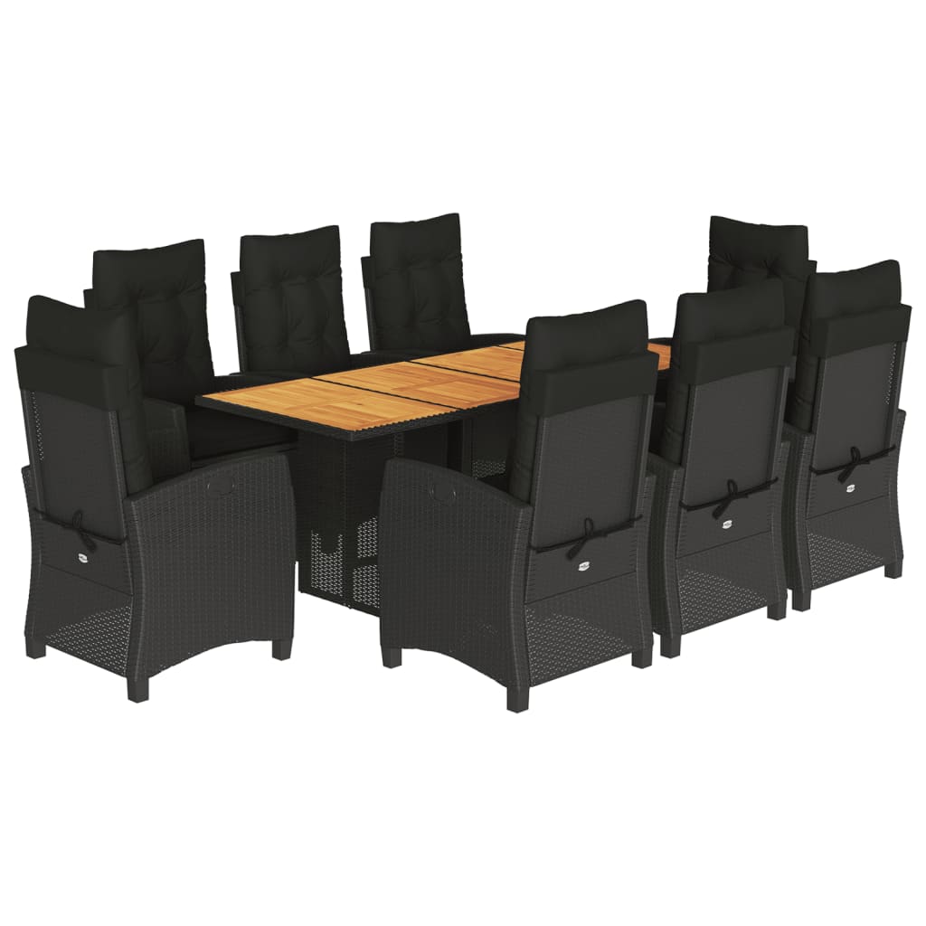 9-delige Tuinset poly rattan zwart is nu te koop bij PeponiXL, paradijselijk wonen!