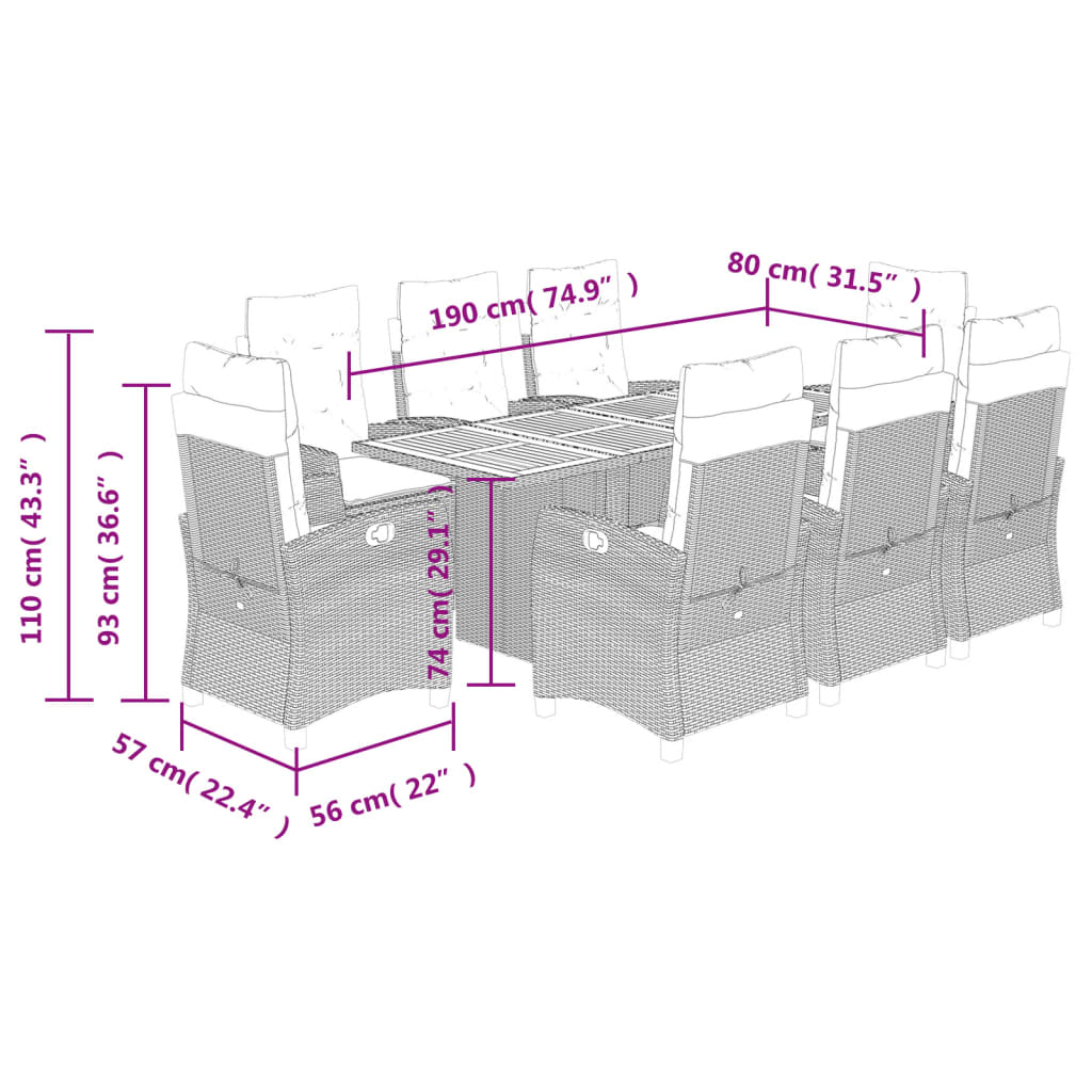 9-delige Tuinset poly rattan zwart is nu te koop bij PeponiXL, paradijselijk wonen!