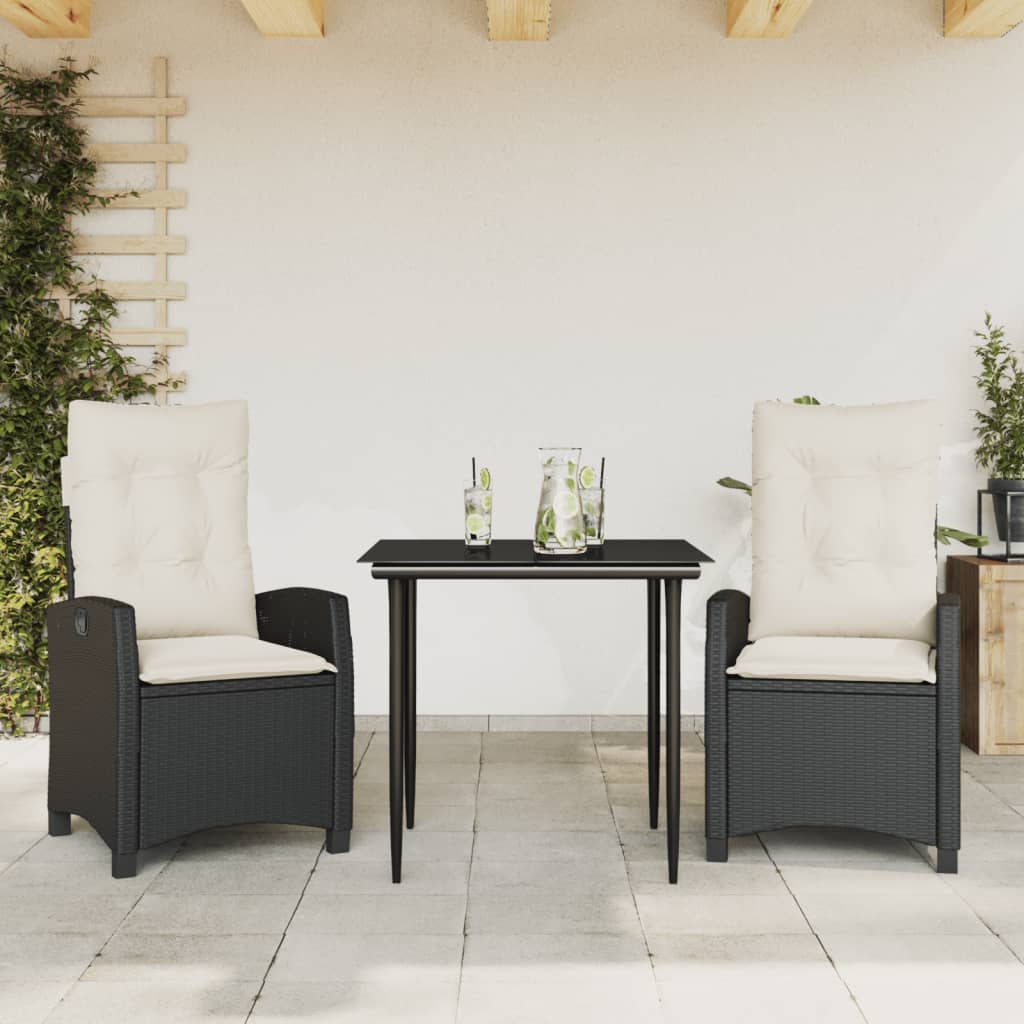 3-delige Tuinset met kussens poly rattan zwart is nu te koop bij PeponiXL, paradijselijk wonen!