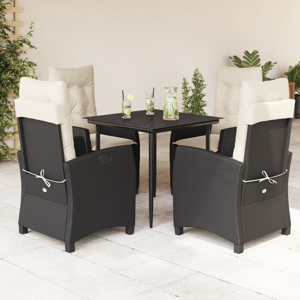 5-delige Tuinset met kussens poly rattan zwart is nu te koop bij PeponiXL, paradijselijk wonen!