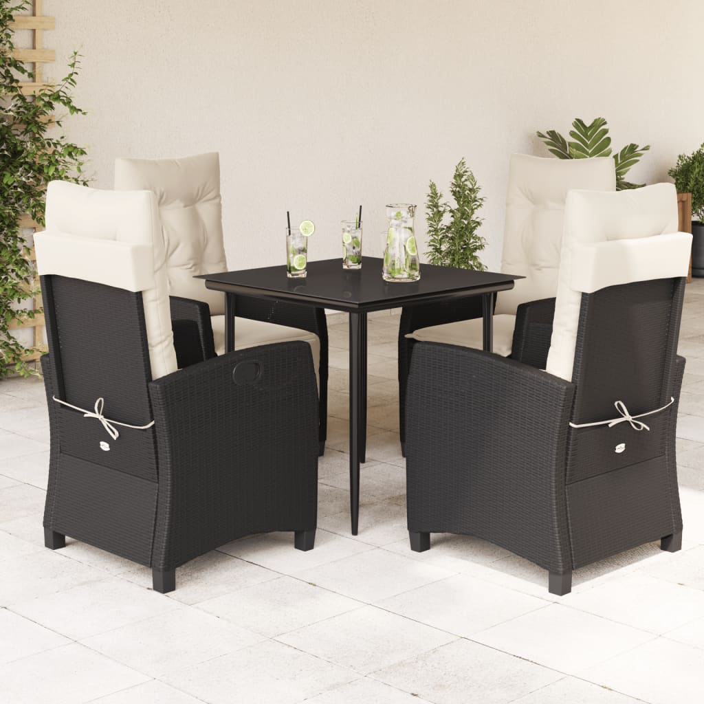 5-delige Tuinset met kussens poly rattan zwart is nu te koop bij PeponiXL, paradijselijk wonen!