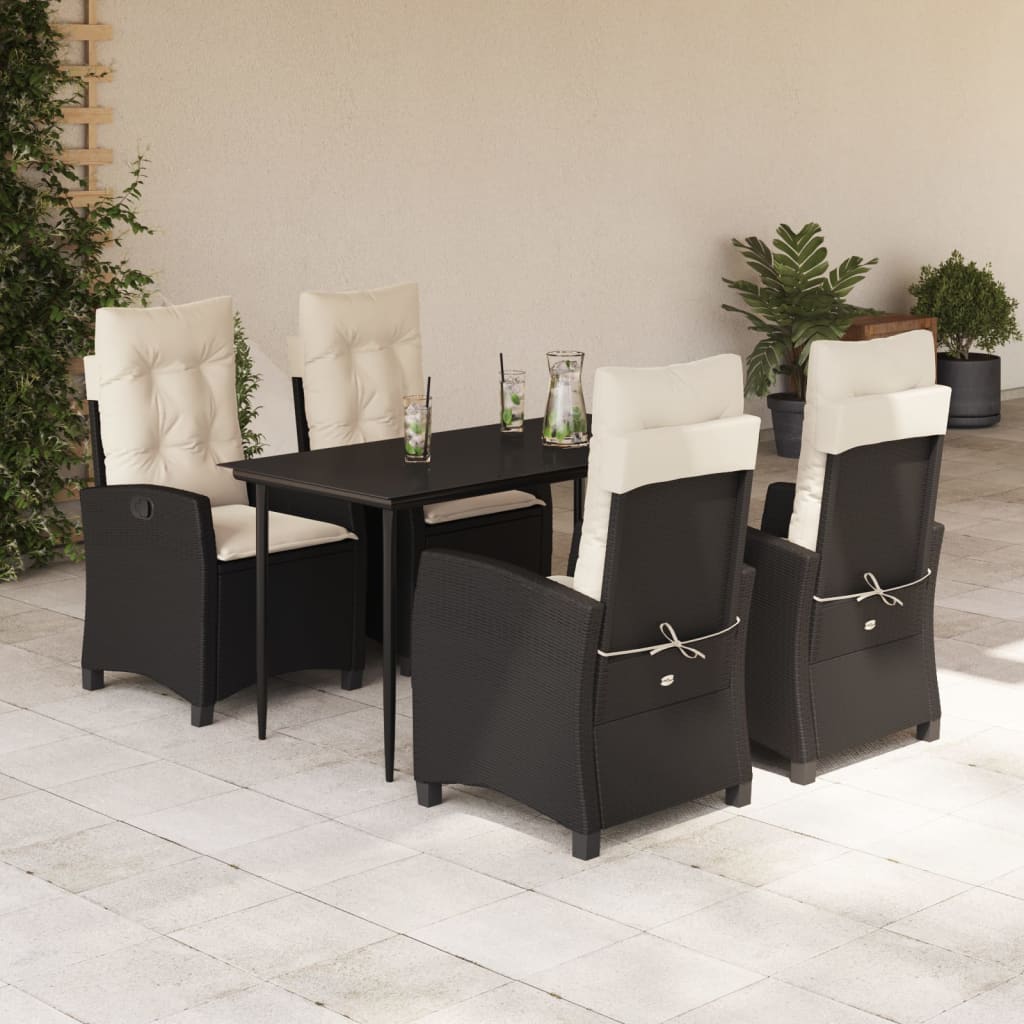 5-delige Tuinset met kussens poly rattan zwart is nu te koop bij PeponiXL, paradijselijk wonen!