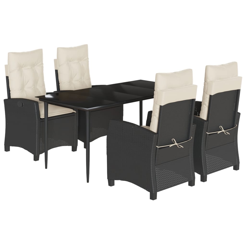 5-delige Tuinset met kussens poly rattan zwart is nu te koop bij PeponiXL, paradijselijk wonen!