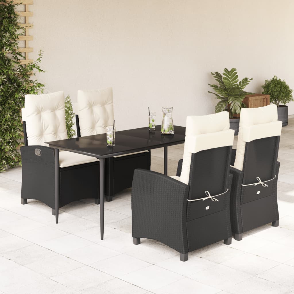 5-delige Tuinset met kussens poly rattan zwart is nu te koop bij PeponiXL, paradijselijk wonen!