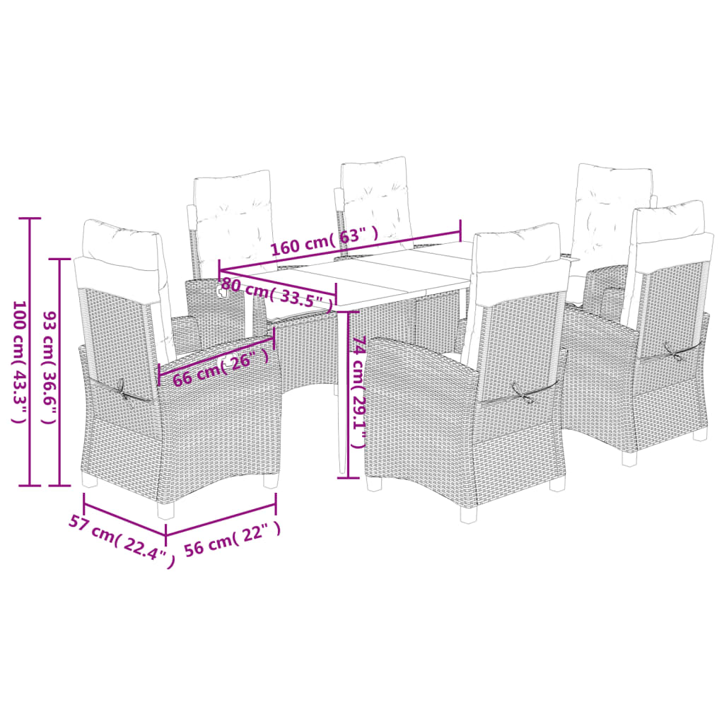 7-delige Tuinset met kussens poly rattan zwart is nu te koop bij PeponiXL, paradijselijk wonen!
