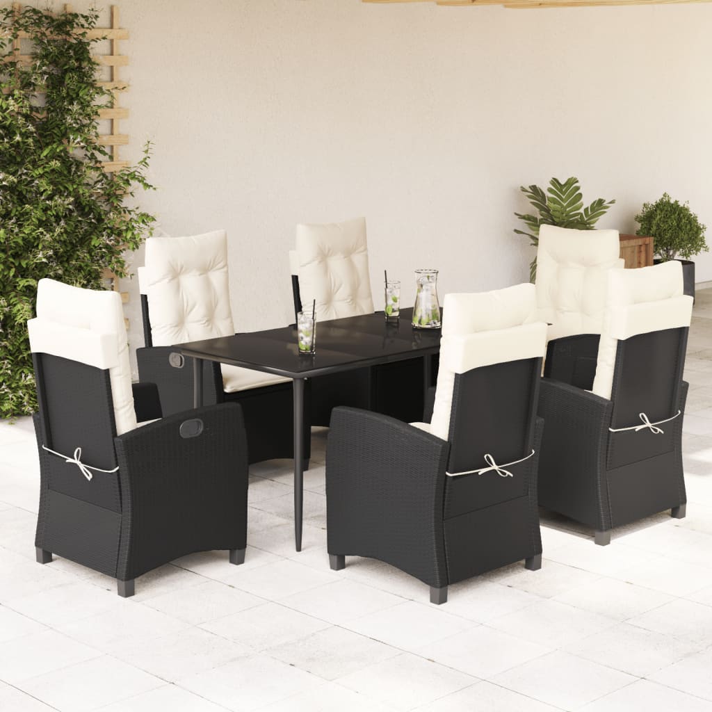 7-delige Tuinset met kussens poly rattan zwart is nu te koop bij PeponiXL, paradijselijk wonen!