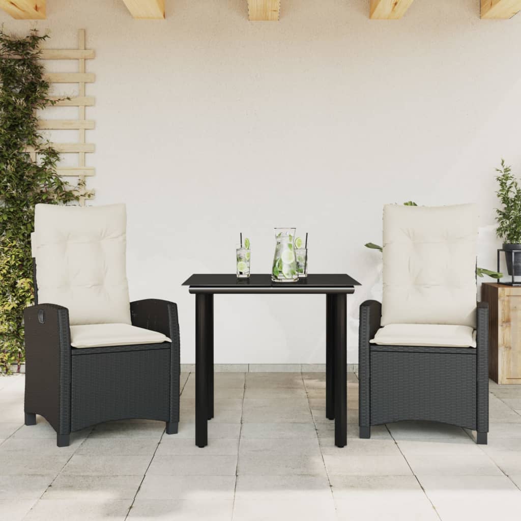 3-delige Tuinset met kussens poly rattan zwart is nu te koop bij PeponiXL, paradijselijk wonen!