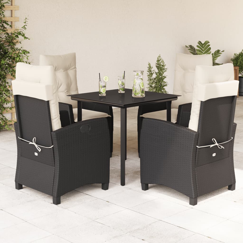 5-delige Tuinset met kussens poly rattan zwart is nu te koop bij PeponiXL, paradijselijk wonen!