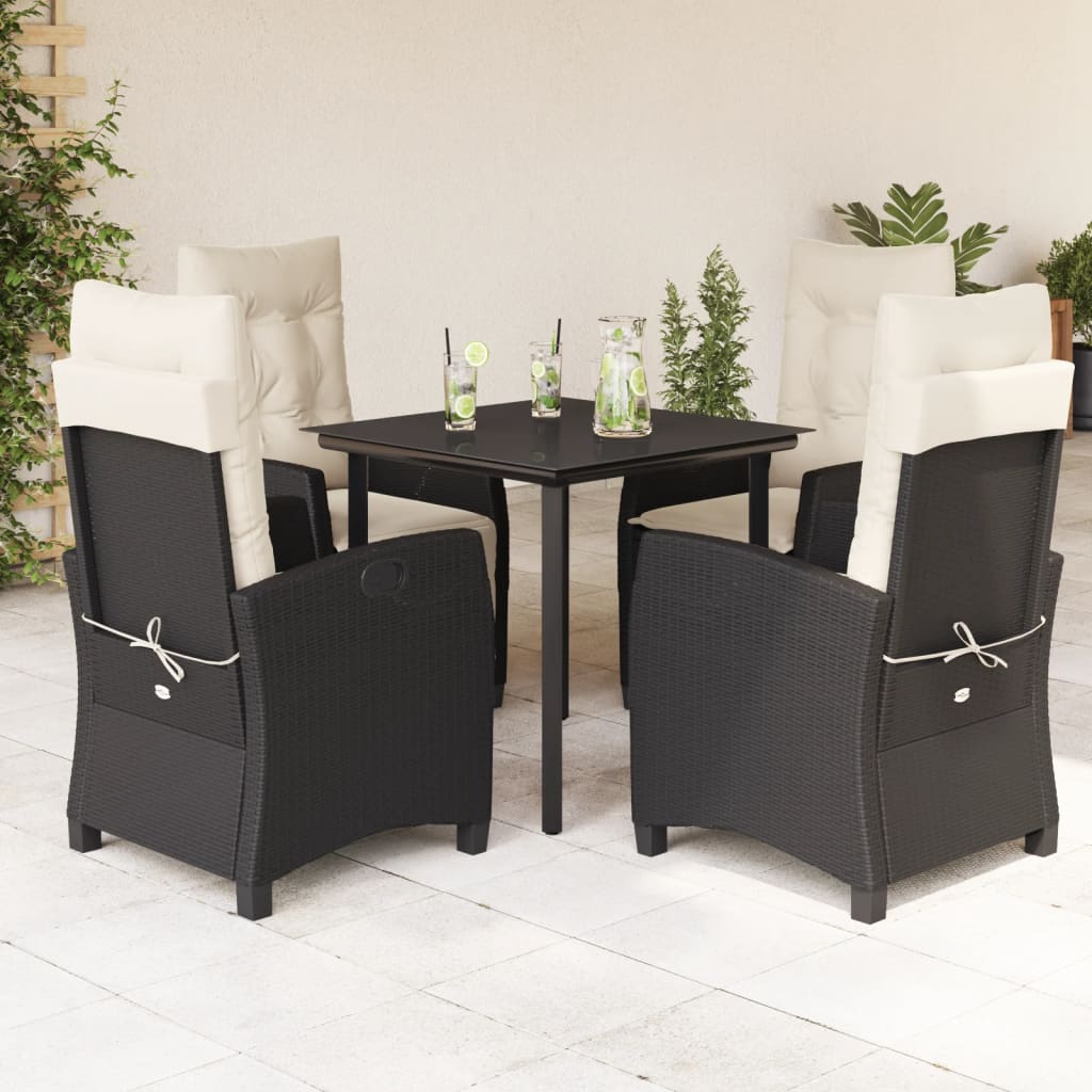 5-delige Tuinset met kussens poly rattan zwart is nu te koop bij PeponiXL, paradijselijk wonen!