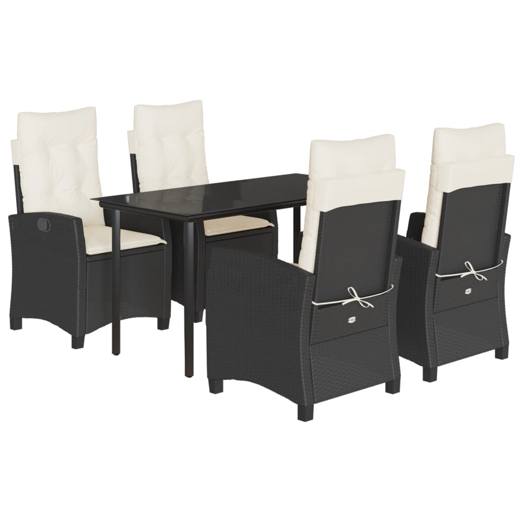 5-delige Tuinset met kussens poly rattan zwart is nu te koop bij PeponiXL, paradijselijk wonen!