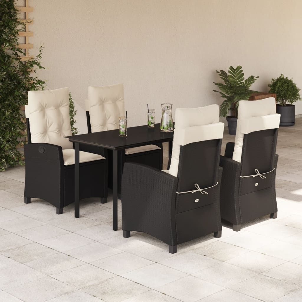 5-delige Tuinset met kussens poly rattan zwart is nu te koop bij PeponiXL, paradijselijk wonen!