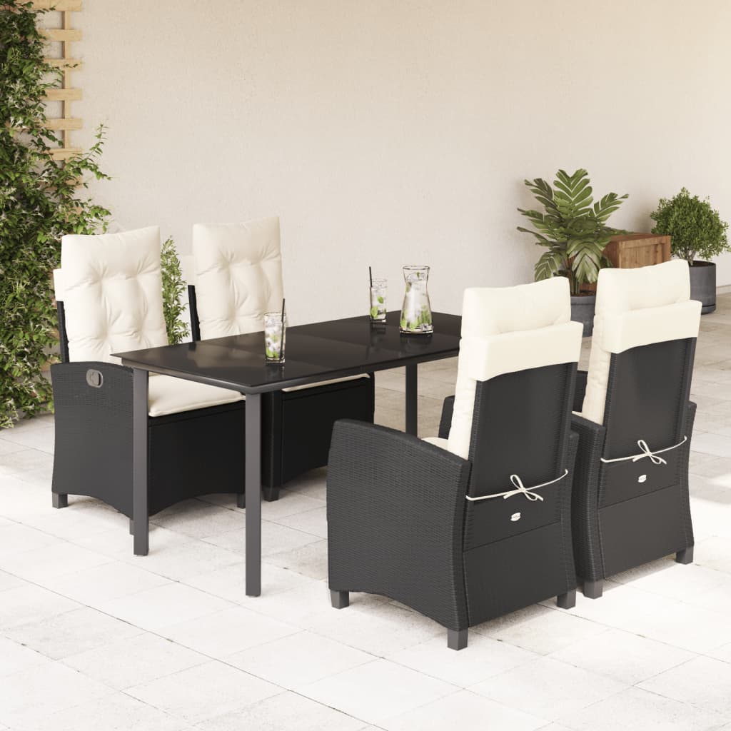 5-delige Tuinset met kussens poly rattan zwart is nu te koop bij PeponiXL, paradijselijk wonen!