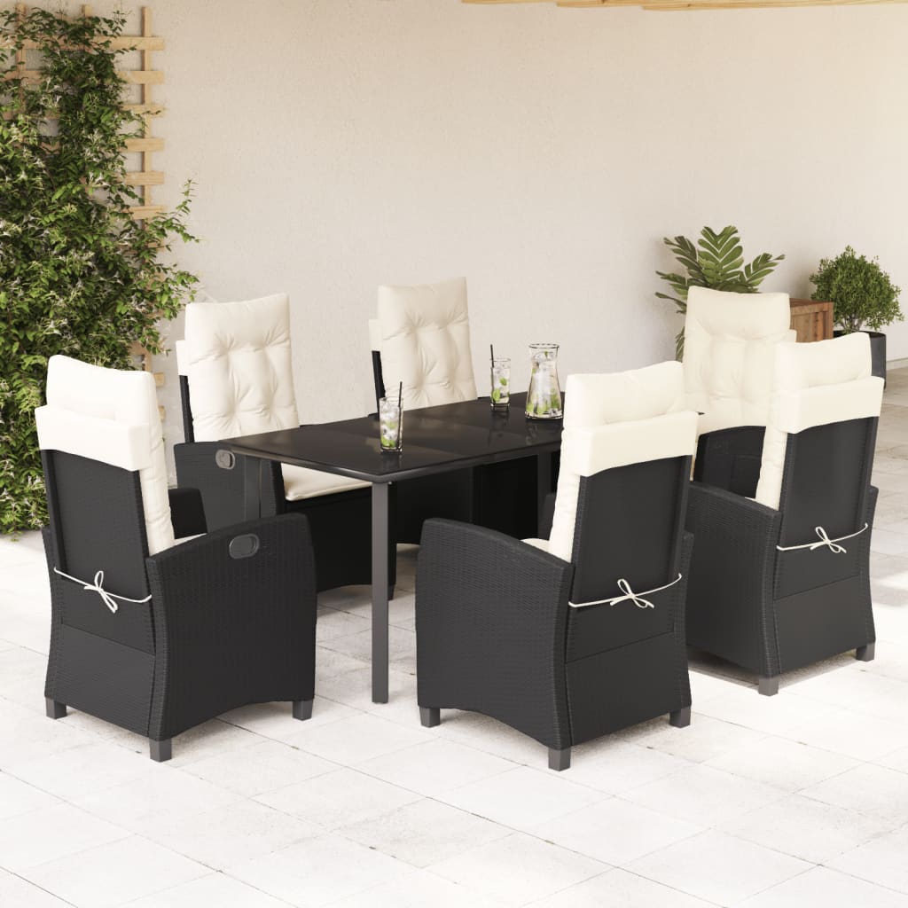 7-delige Tuinset met kussens poly rattan zwart is nu te koop bij PeponiXL, paradijselijk wonen!