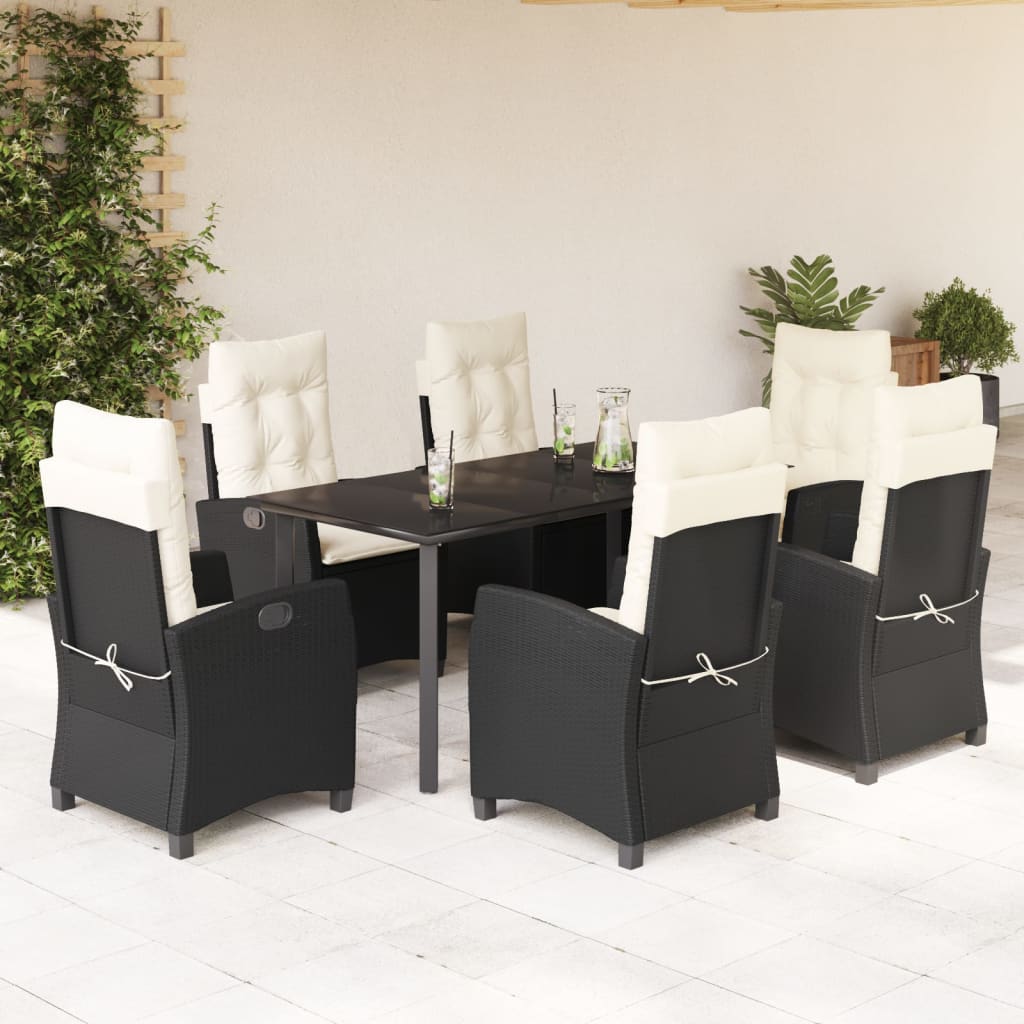 7-delige Tuinset met kussens poly rattan zwart is nu te koop bij PeponiXL, paradijselijk wonen!