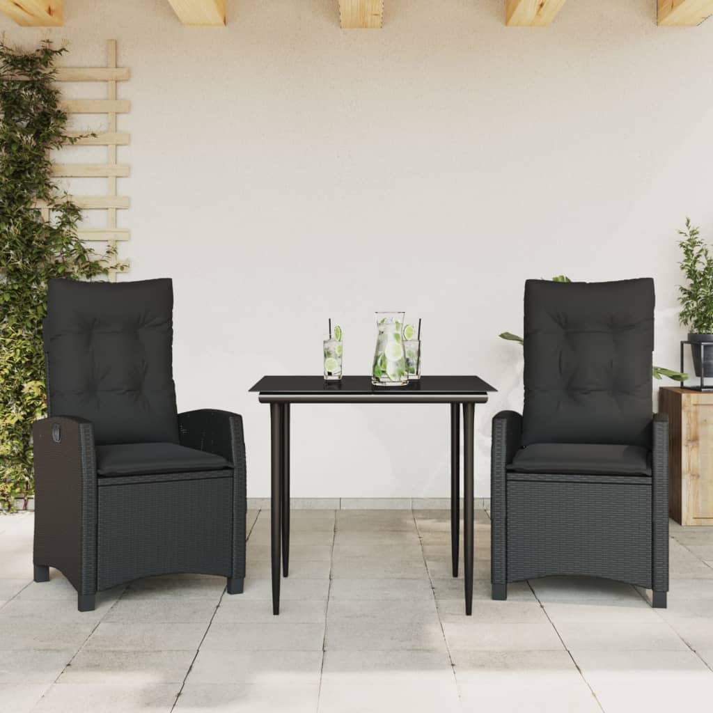 3-delige Tuinset met kussens poly rattan zwart is nu te koop bij PeponiXL, paradijselijk wonen!