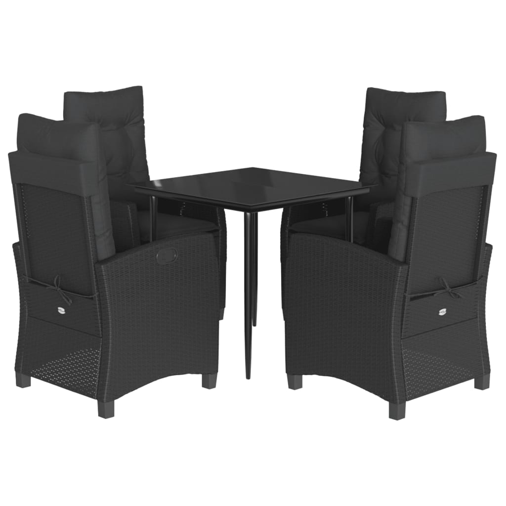 5-delige Tuinset met kussens poly rattan zwart is nu te koop bij PeponiXL, paradijselijk wonen!