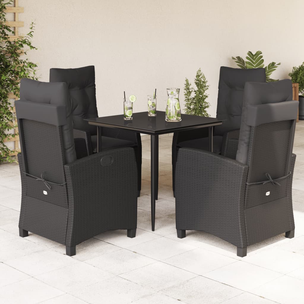 5-delige Tuinset met kussens poly rattan zwart is nu te koop bij PeponiXL, paradijselijk wonen!