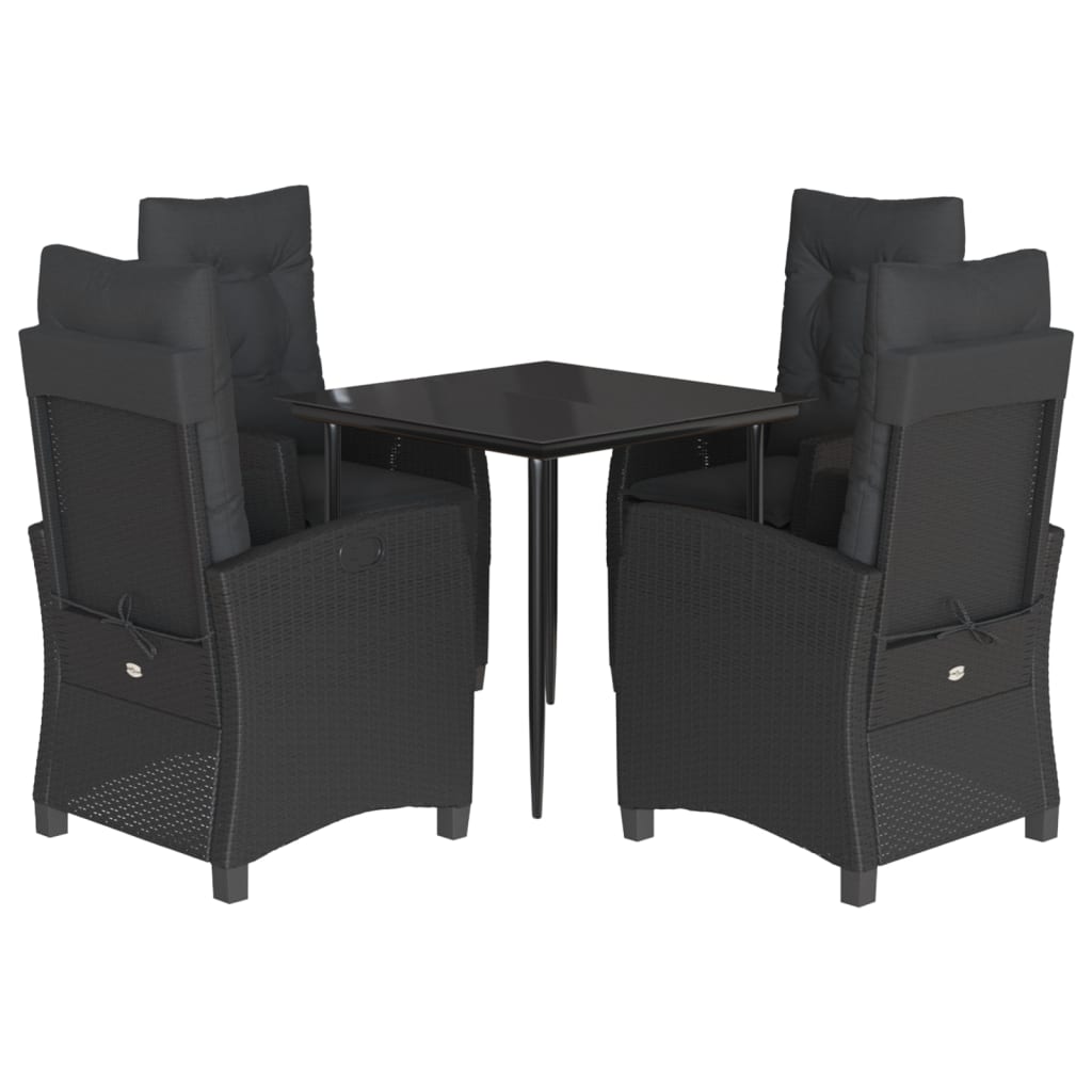5-delige Tuinset met kussens poly rattan zwart is nu te koop bij PeponiXL, paradijselijk wonen!