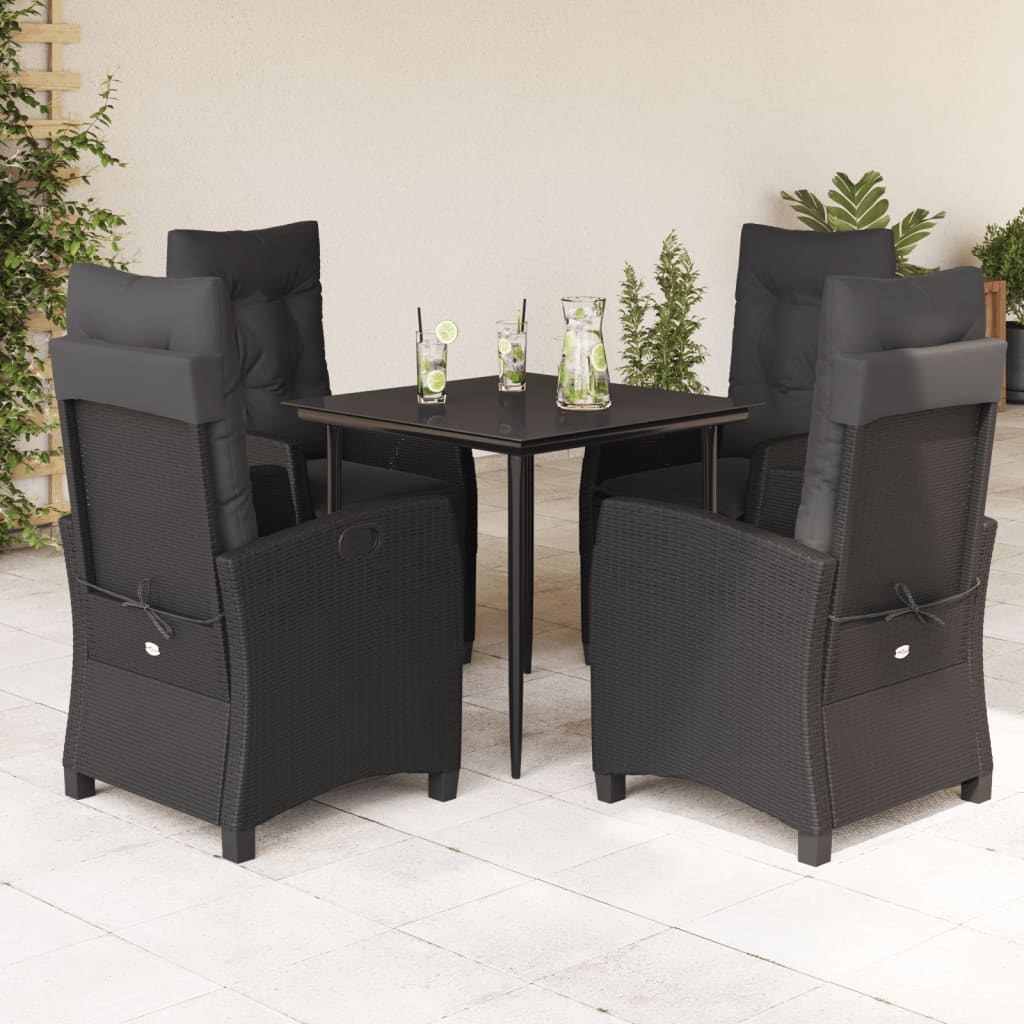 5-delige Tuinset met kussens poly rattan zwart is nu te koop bij PeponiXL, paradijselijk wonen!