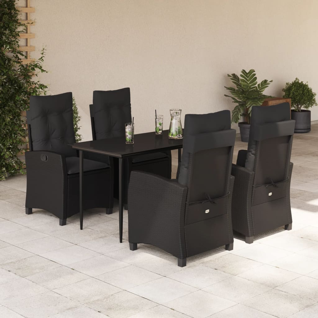 5-delige Tuinset met kussens poly rattan zwart is nu te koop bij PeponiXL, paradijselijk wonen!
