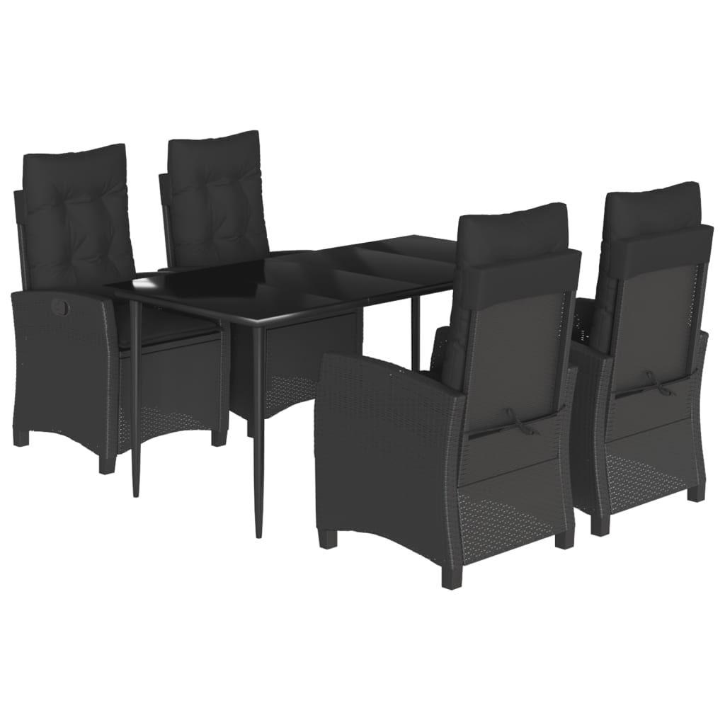 5-delige Tuinset met kussens poly rattan zwart is nu te koop bij PeponiXL, paradijselijk wonen!