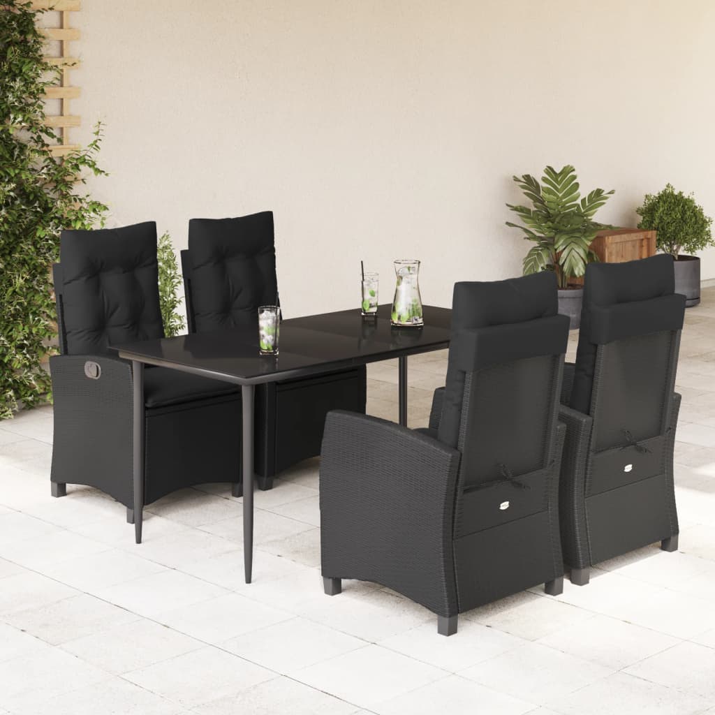 5-delige Tuinset met kussens poly rattan zwart is nu te koop bij PeponiXL, paradijselijk wonen!