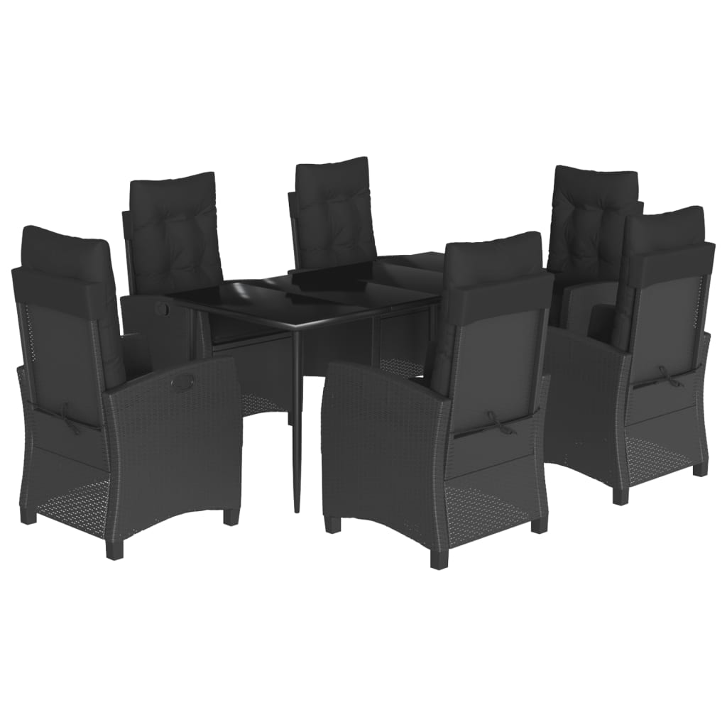 7-delige Tuinset met kussens poly rattan zwart is nu te koop bij PeponiXL, paradijselijk wonen!