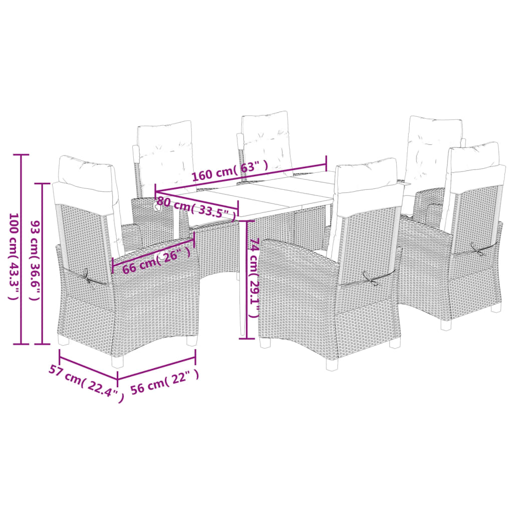 7-delige Tuinset met kussens poly rattan zwart is nu te koop bij PeponiXL, paradijselijk wonen!