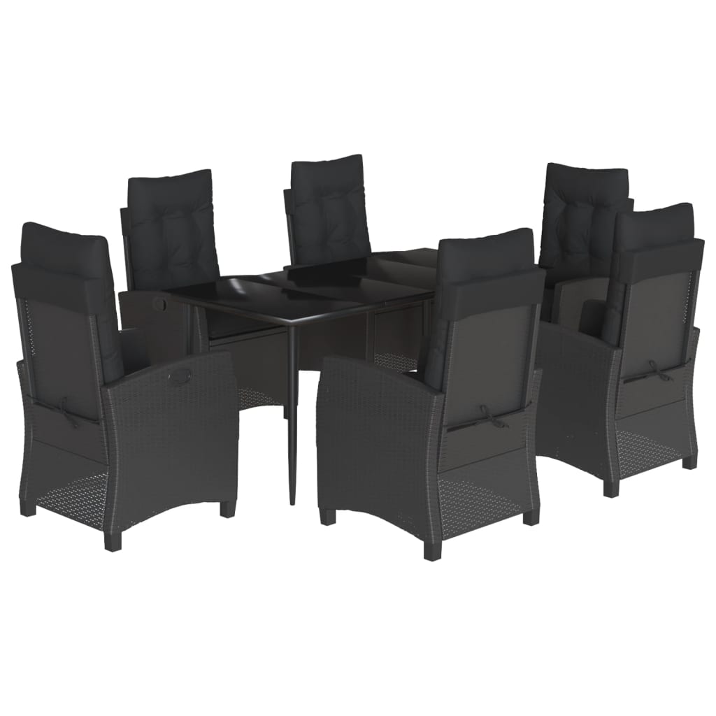 7-delige Tuinset met kussens poly rattan zwart is nu te koop bij PeponiXL, paradijselijk wonen!