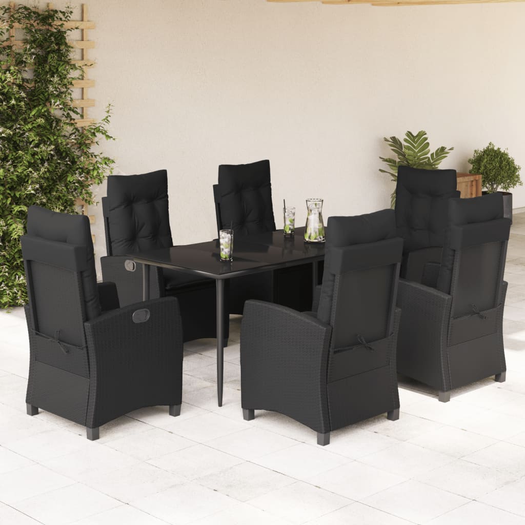 7-delige Tuinset met kussens poly rattan zwart is nu te koop bij PeponiXL, paradijselijk wonen!