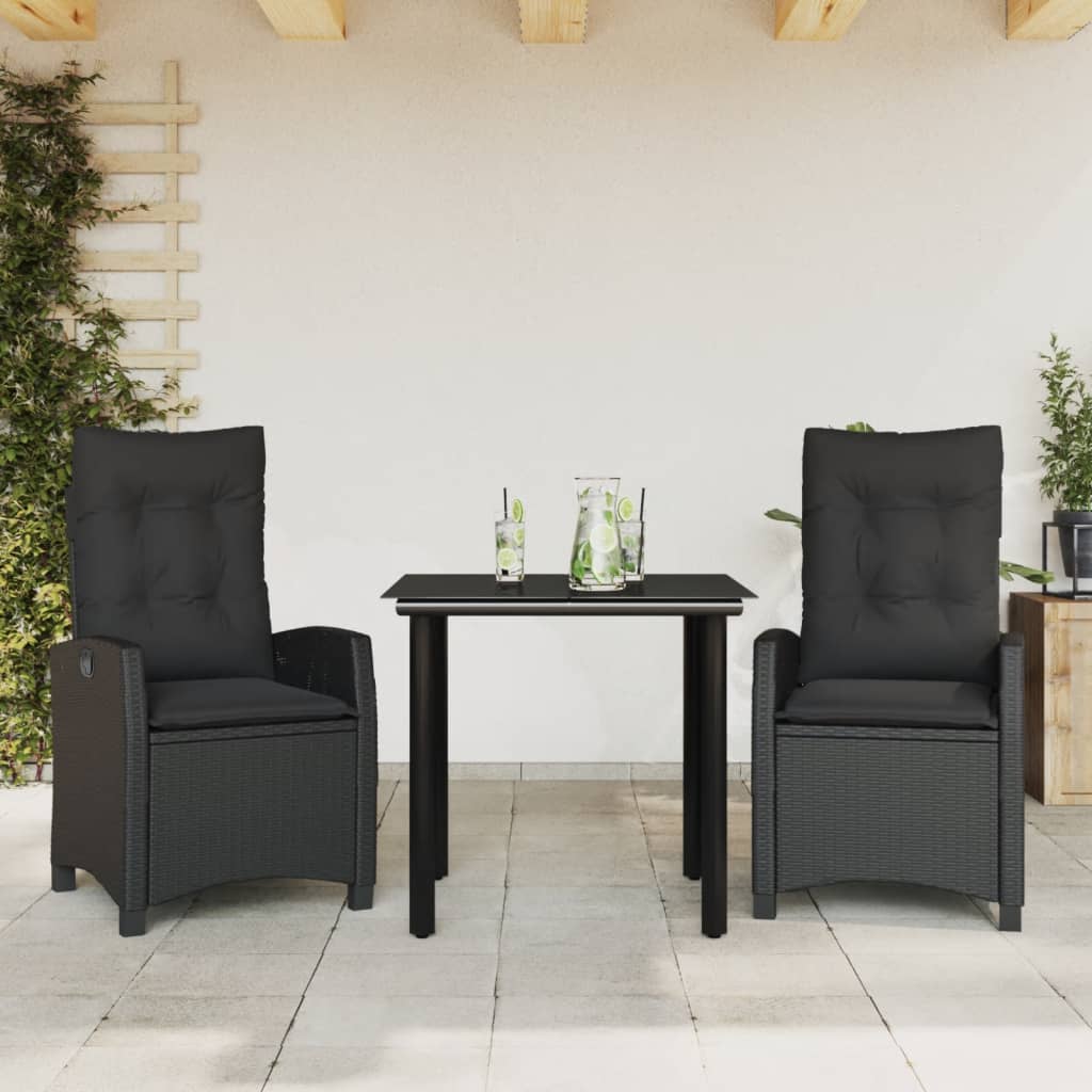 3-delige Tuinset met kussens poly rattan zwart is nu te koop bij PeponiXL, paradijselijk wonen!