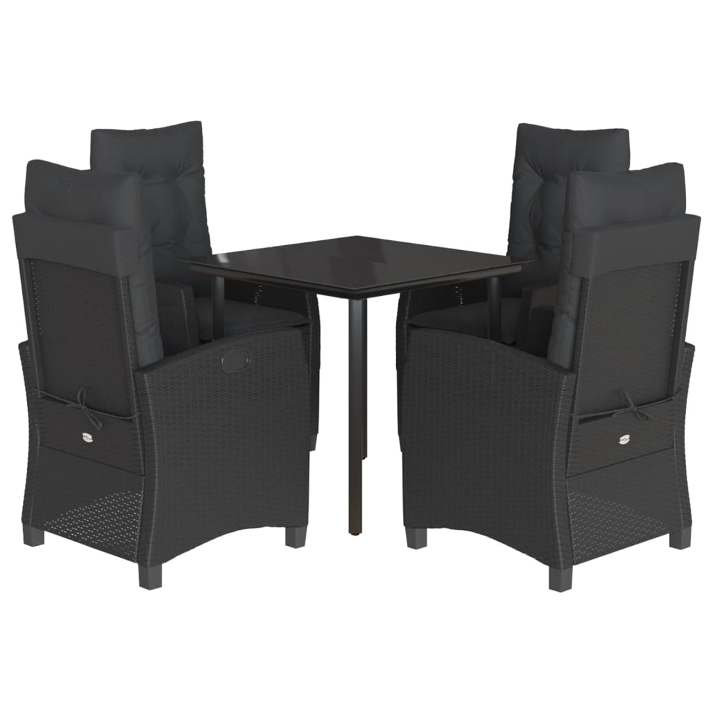 5-delige Tuinset met kussens poly rattan zwart is nu te koop bij PeponiXL, paradijselijk wonen!