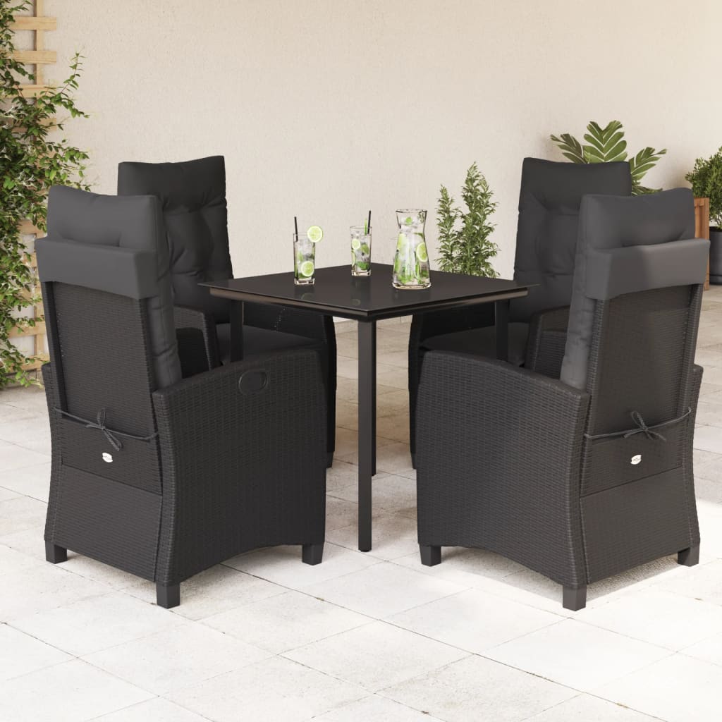 5-delige Tuinset met kussens poly rattan zwart is nu te koop bij PeponiXL, paradijselijk wonen!