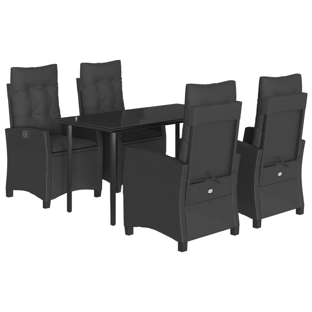 5-delige Tuinset met kussens poly rattan zwart is nu te koop bij PeponiXL, paradijselijk wonen!