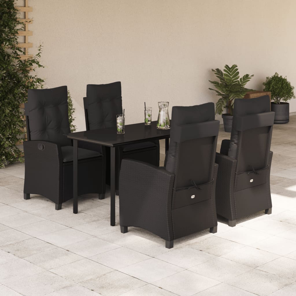 5-delige Tuinset met kussens poly rattan zwart is nu te koop bij PeponiXL, paradijselijk wonen!