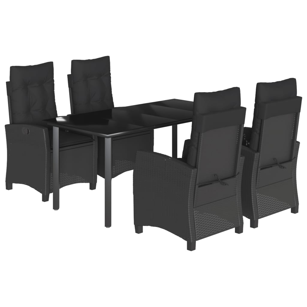 5-delige Tuinset met kussens poly rattan zwart is nu te koop bij PeponiXL, paradijselijk wonen!