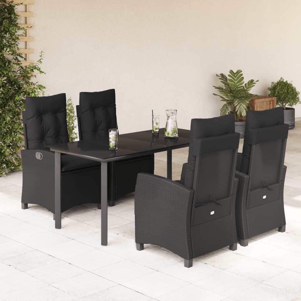 5-delige Tuinset met kussens poly rattan zwart is nu te koop bij PeponiXL, paradijselijk wonen!
