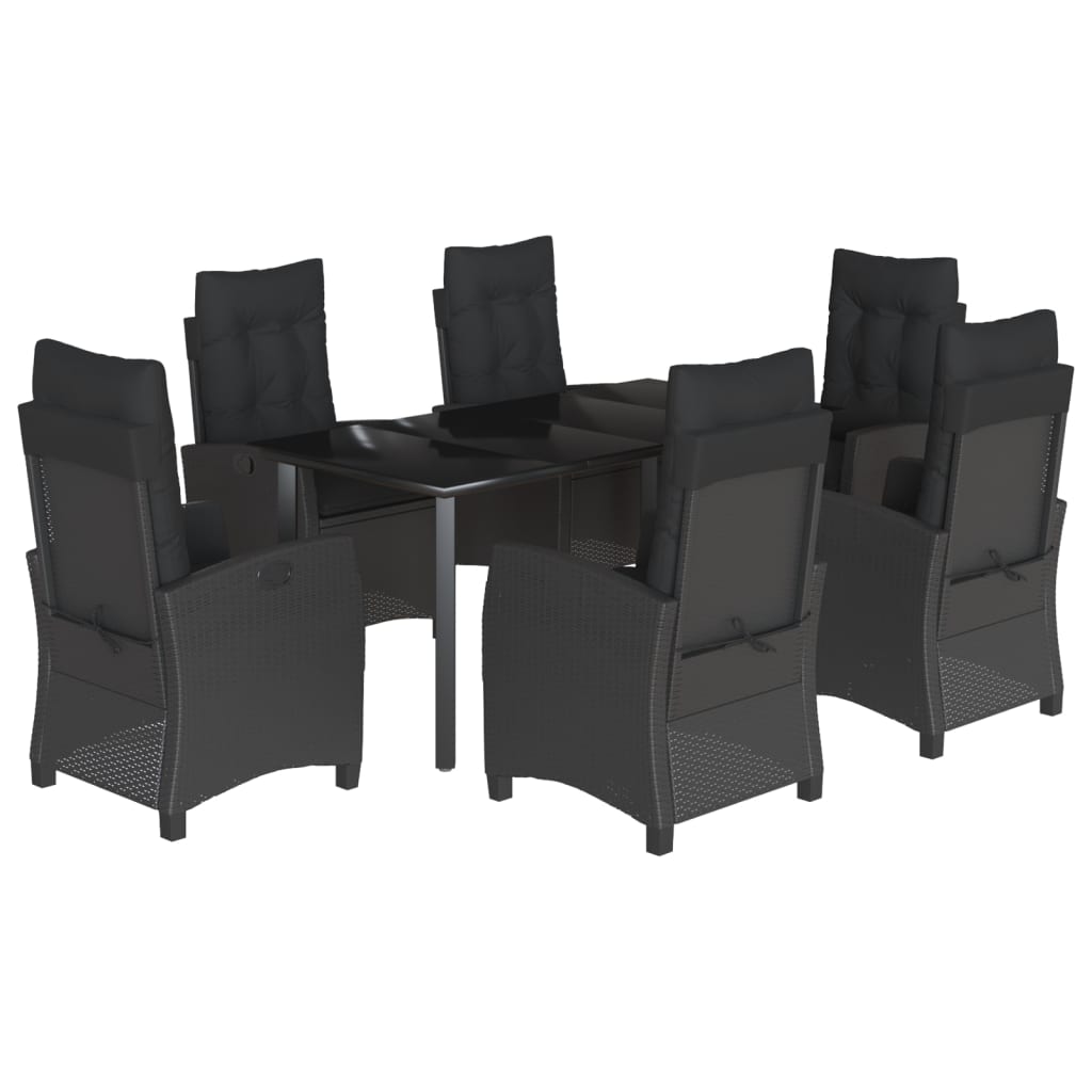 7-delige Tuinset met kussens poly rattan zwart is nu te koop bij PeponiXL, paradijselijk wonen!